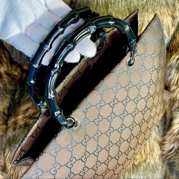 Vintage- Gucci Brown Monogram Nylon Shoulder Bag - Picture 5 of 12